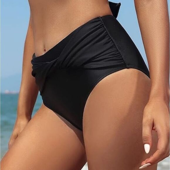 New With Tags Size Small Shekini Women's Twist Front Black Bikini Bottom - Picture 4 of 10